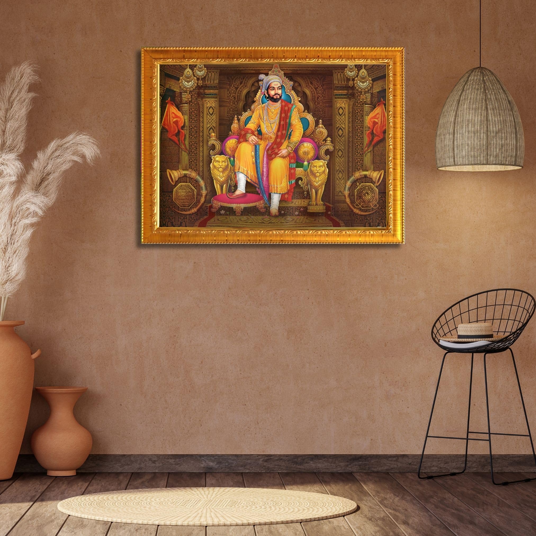 CRAFT QUEST Chhatrapati Shivaji Maharaj photo frame for Home Decorative items with synthetic frame