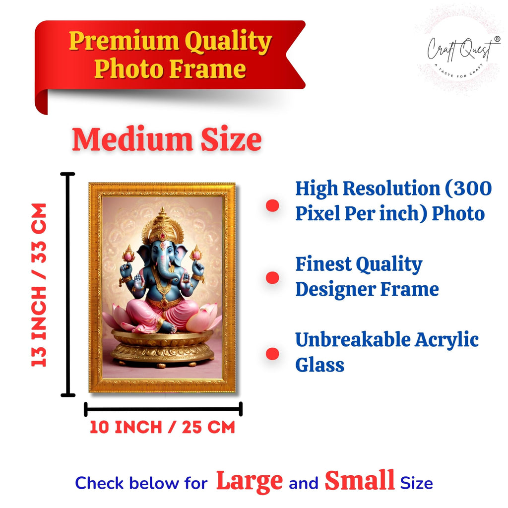 CRAFT QUEST God Ganesh Ganpati ji Ganesha Art Framed Painting Ready to Hang
