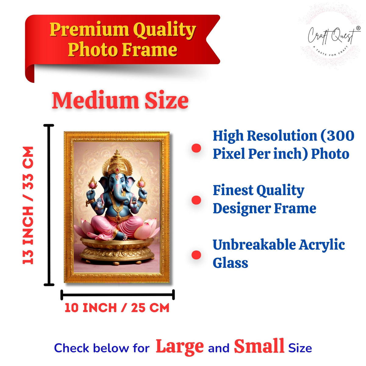 CRAFT QUEST God Ganesh Ganpati ji Ganesha Art Framed Painting Ready to Hang