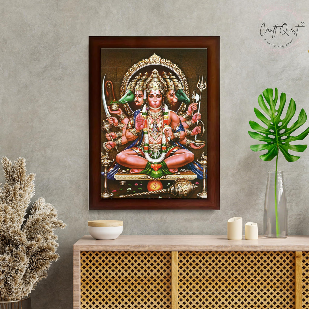 CRAFT QUEST Lord Hanuman Ji Hanumanji Jai Bajrangbali Bajrang Photo Frame For Home Décor, Temple, Pooja Room, Wall, Gift Items