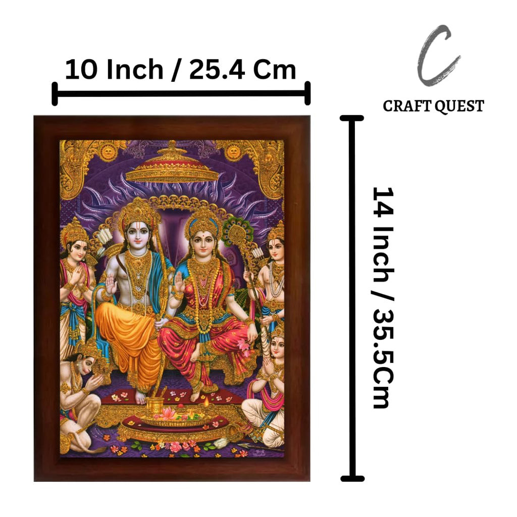 Craft Quest Ram Darbar Sparkle Coated Framed Home Decorative Gift Item Painting (14 inch x 10 inch, Multicolour,Religious)