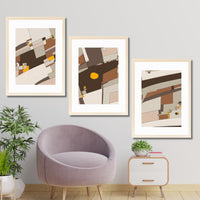 CRAFT QUEST Abstract Handdrawn Black Lines Contemporary Wall Decor | Set of 3 Frames for Home Decoration | Ideal for Living Room, Bedroom & Offices