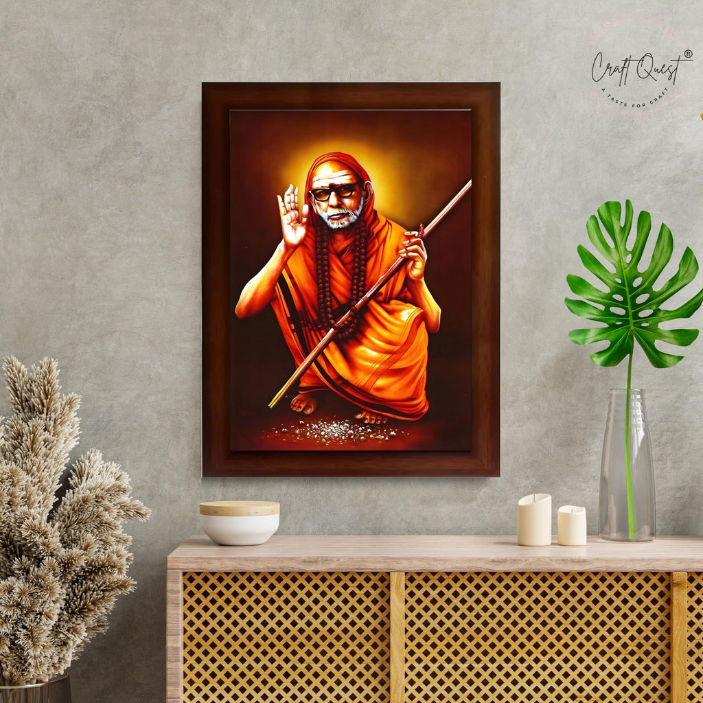 CRAFT QUEST Kanchi Maha Periyava Periyavar Periyar Kanji Wall Painting Framed|Home Décor
