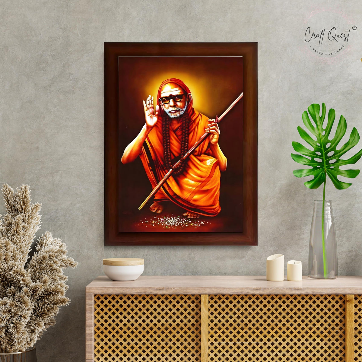 CRAFT QUEST Kanchi Maha Periyava Periyavar Periyar Kanji Wall Painting Framed|Home Décor