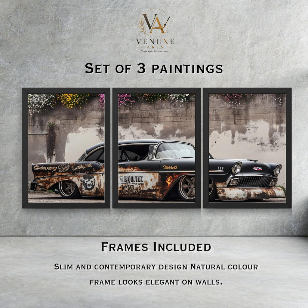 VENUXE ARTS Set Of 3 Big Sports Cars Framed Posters Gift Items for Boys Room Wall Decoration Bedroom Living Room Office Studio Décor | Car Poster Frame for Wall Décor