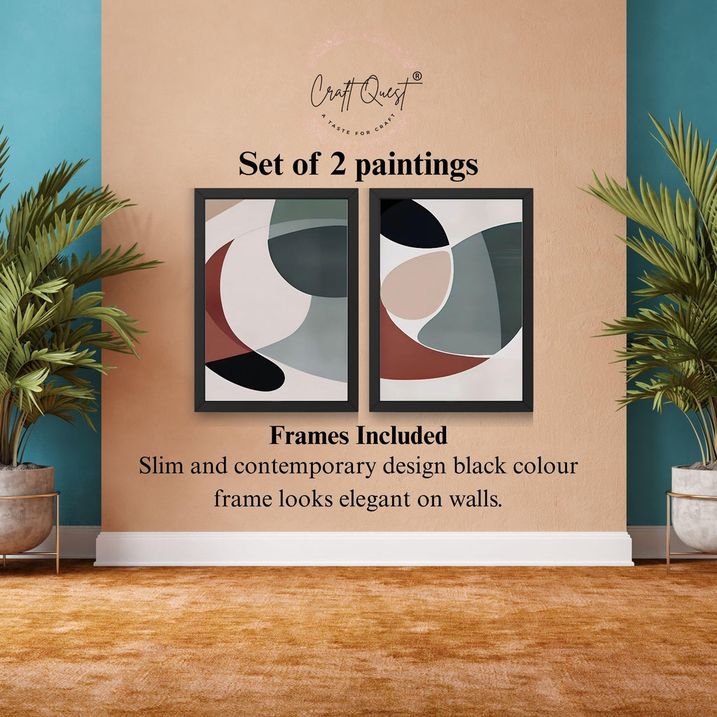 CRAFT QUEST Wall Art Decor Paintings | Set of 2 Minimalist Wall Art Frames for Home Decoration | Perfect for Living Room, Bedroom & Office