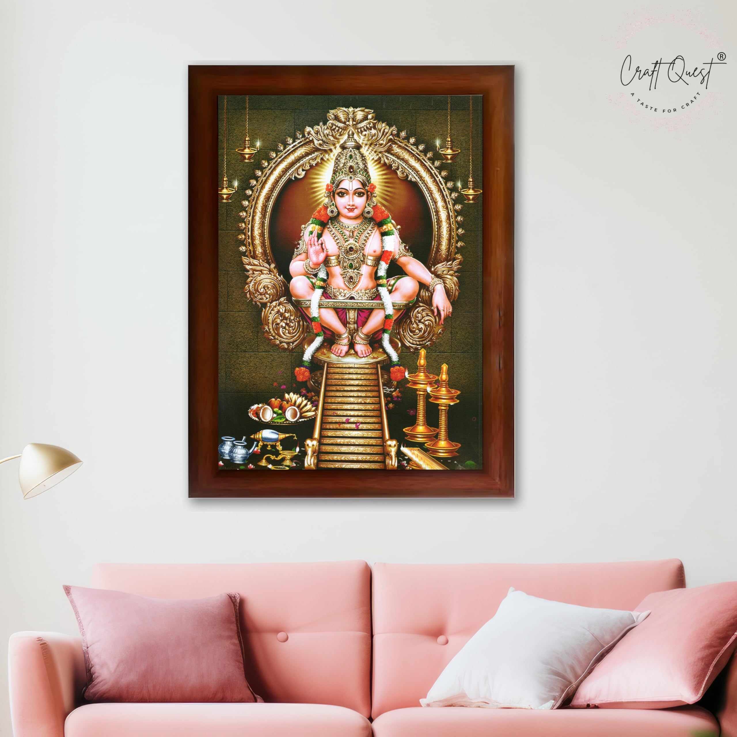 CRAFT QUEST Lord Swami Ayyappa Swamy Ayyappan Iyyappan South photo Frame For Wall Painting,Temple, Pooja, Home Décor Items