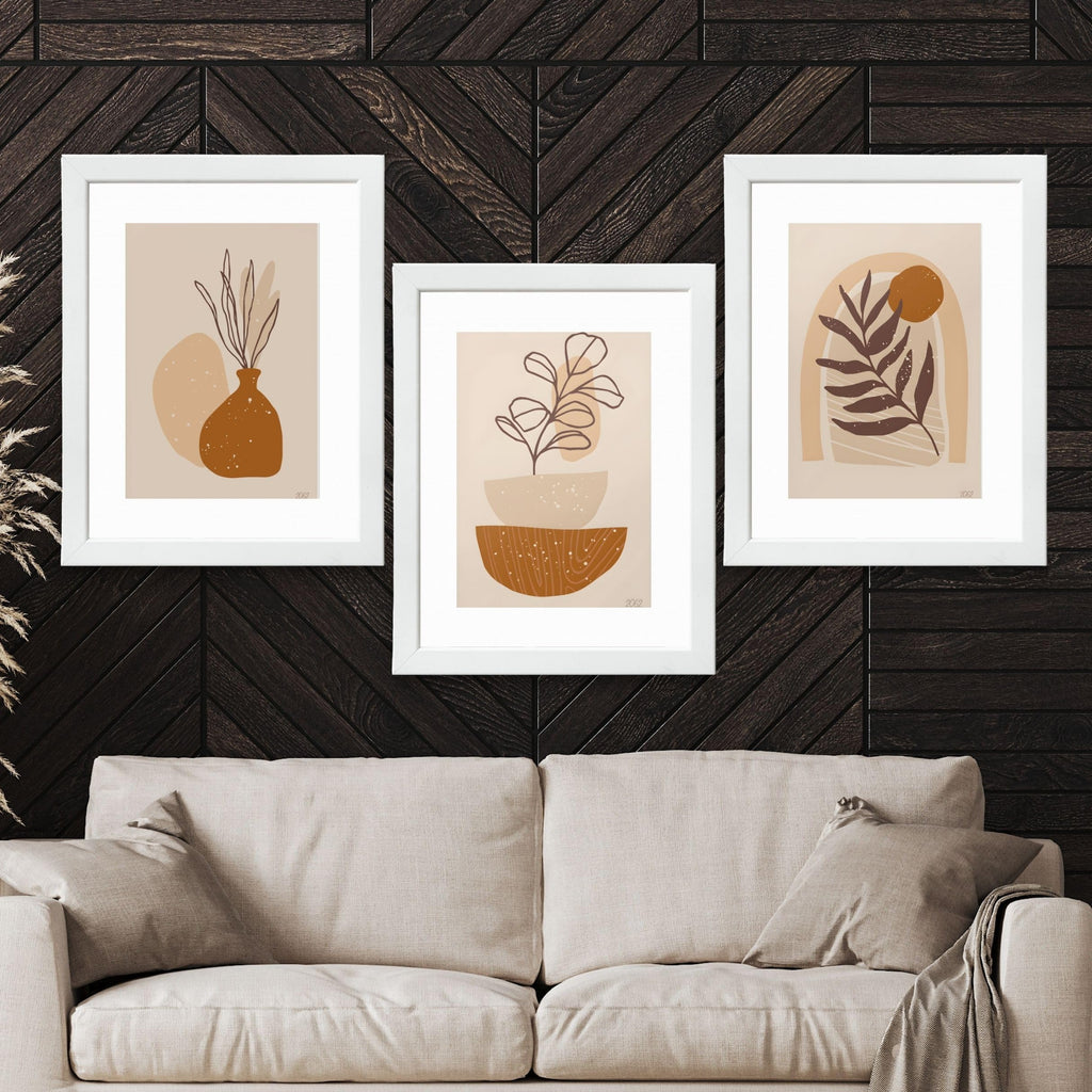 CRAFT QUEST Wall Art Decor Paintings | Set of 3 FLORAL Wall Art Frames for Home Decoration | Ideal for Living Room, Bedroom & Offices
