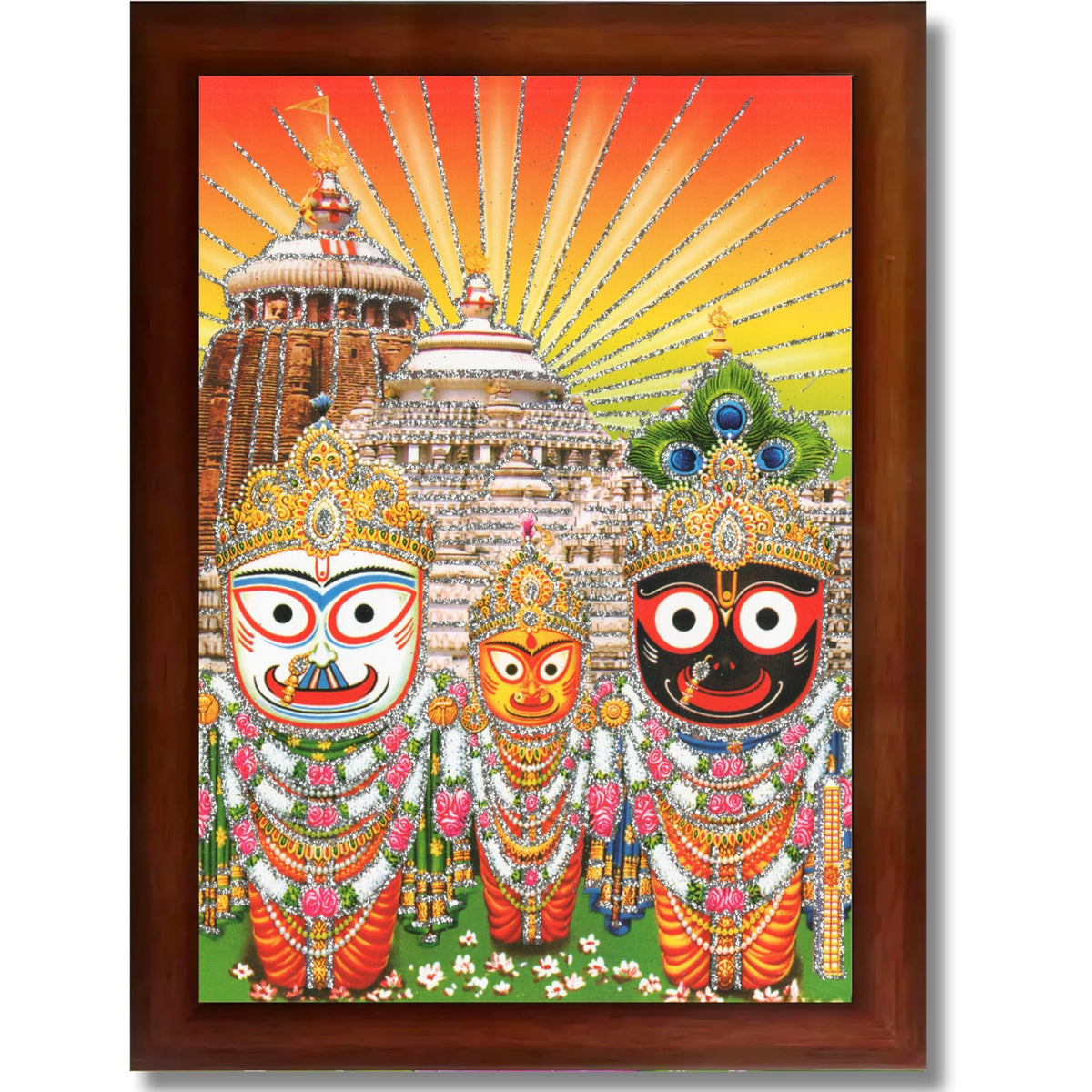 CRAFT QUEST Jai Jagannath Wall Hanging Photo Frame for Pooja Room, Hindu Spiritual Frame for Home, God Temple Decor Gift Item
