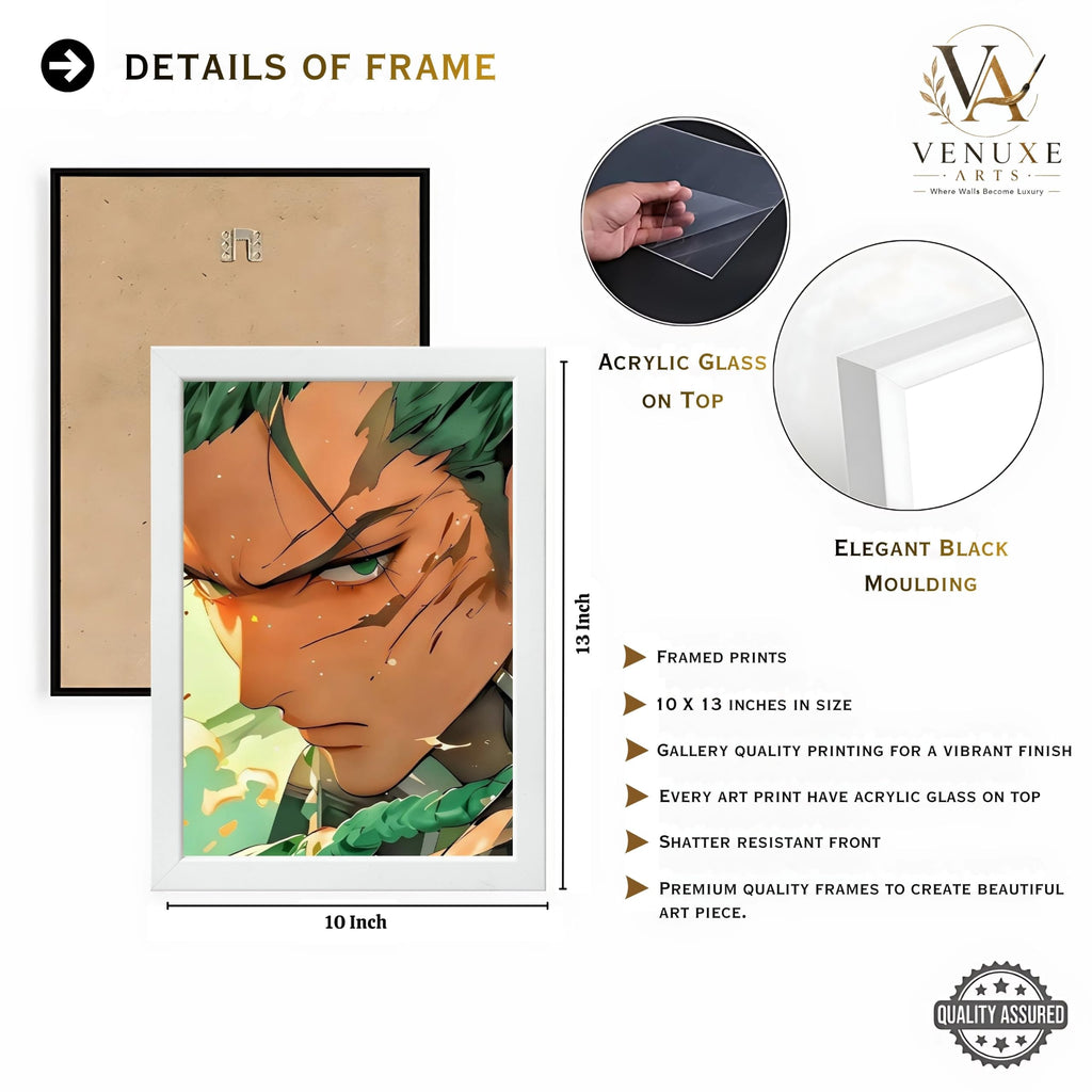 VENUXE ARTS Set Of 3 Anime Characters Wall Framed |Anime Characters Framed Poster for Living Room Bedroom Gaming Room Studio Wall Decor