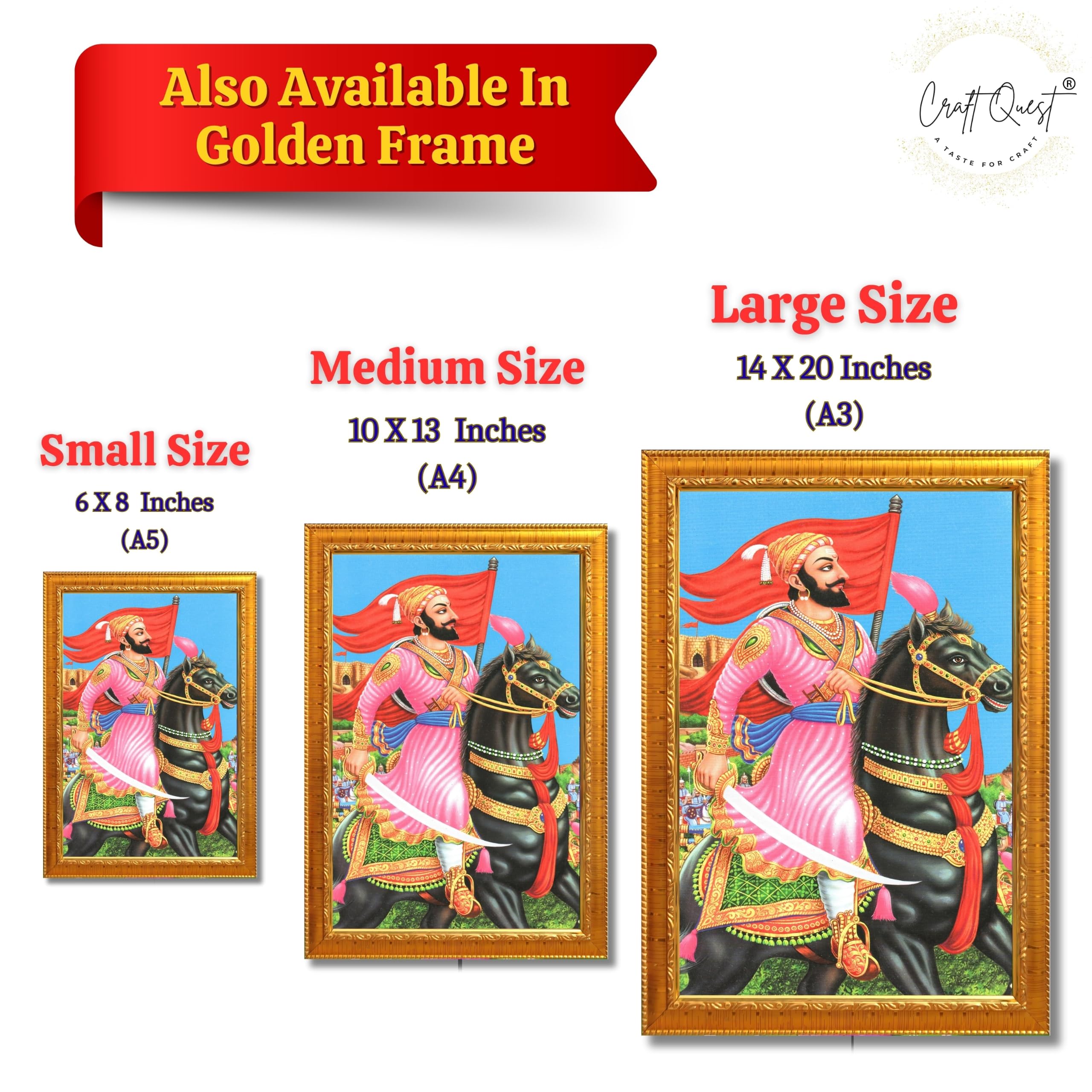 CRAFT QUEST Chattrapati Shivaji Maharaj Wall Painting With Acrylic Sheet | For Living, Pooja Room | Home Decoration Item | Best Gifting Option