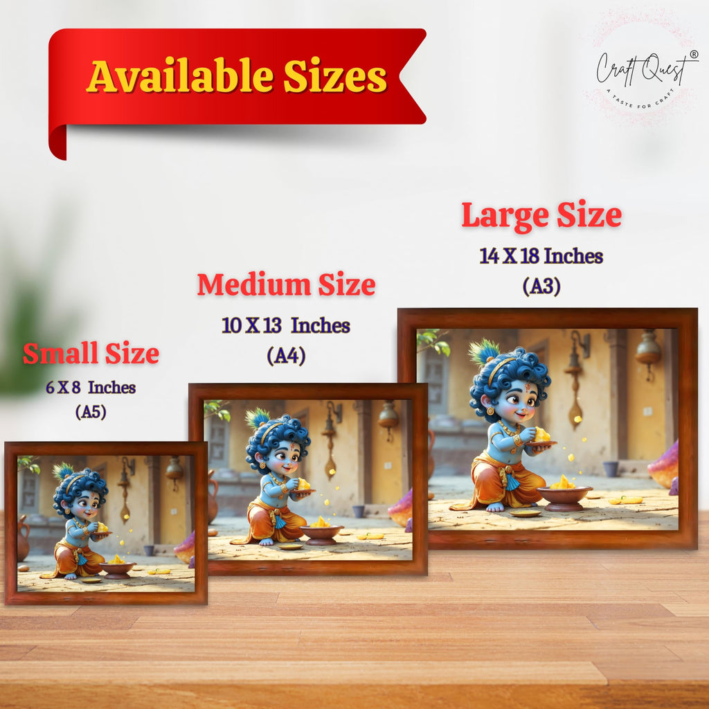 CRAFT QUEST Shri Bal Gopal Painting | Baby Krishna Photo Frame | Krishna Photo Frames for Walls, Home, Living Room and Home Décor