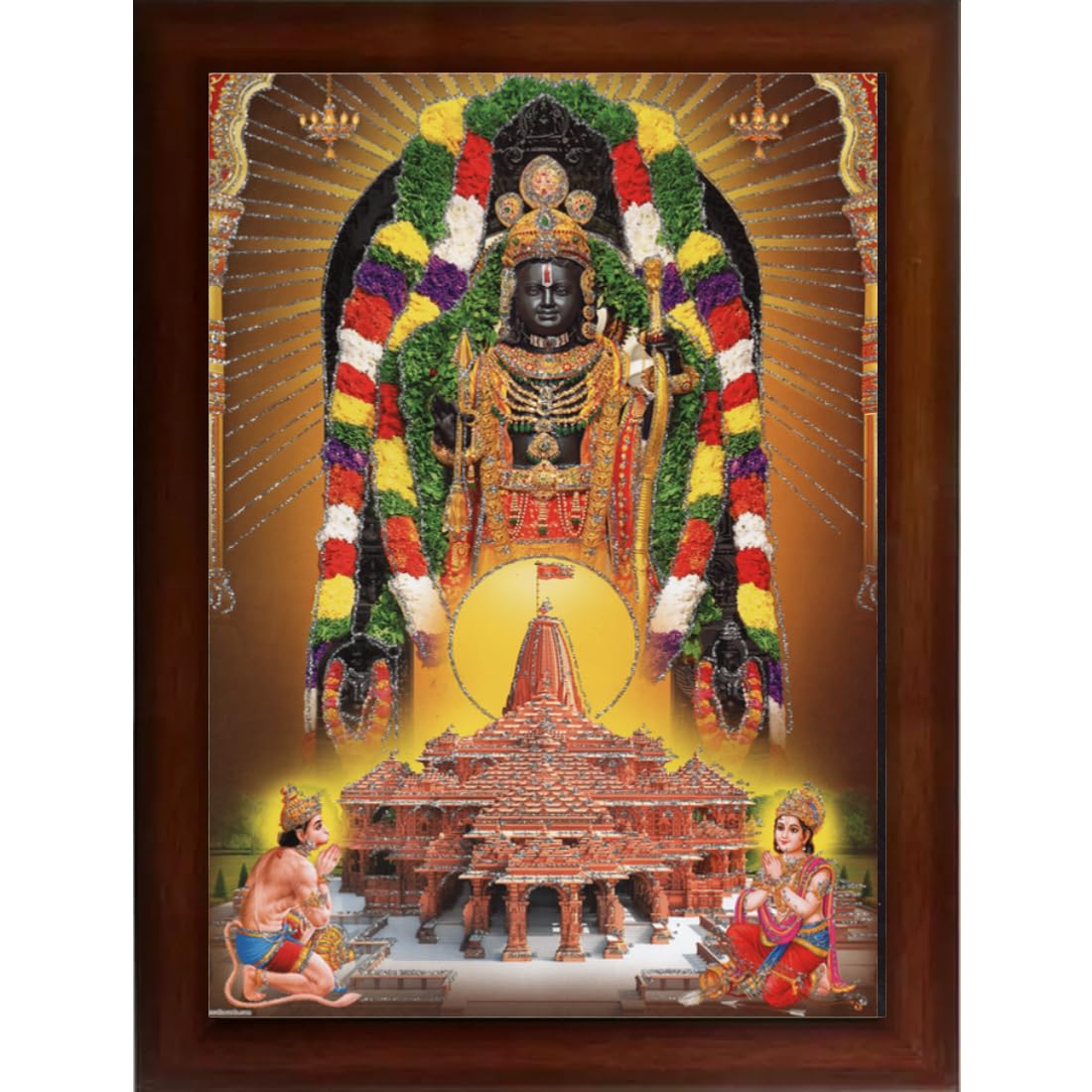 CRAFT QUEST Shree Ram lalla Ayodhya Sparkle Coated Framed with Acrylic glass, Home Decorative Gift Item Painting (14 X 10 Inches, Multicolour,Religious) RD1013-510