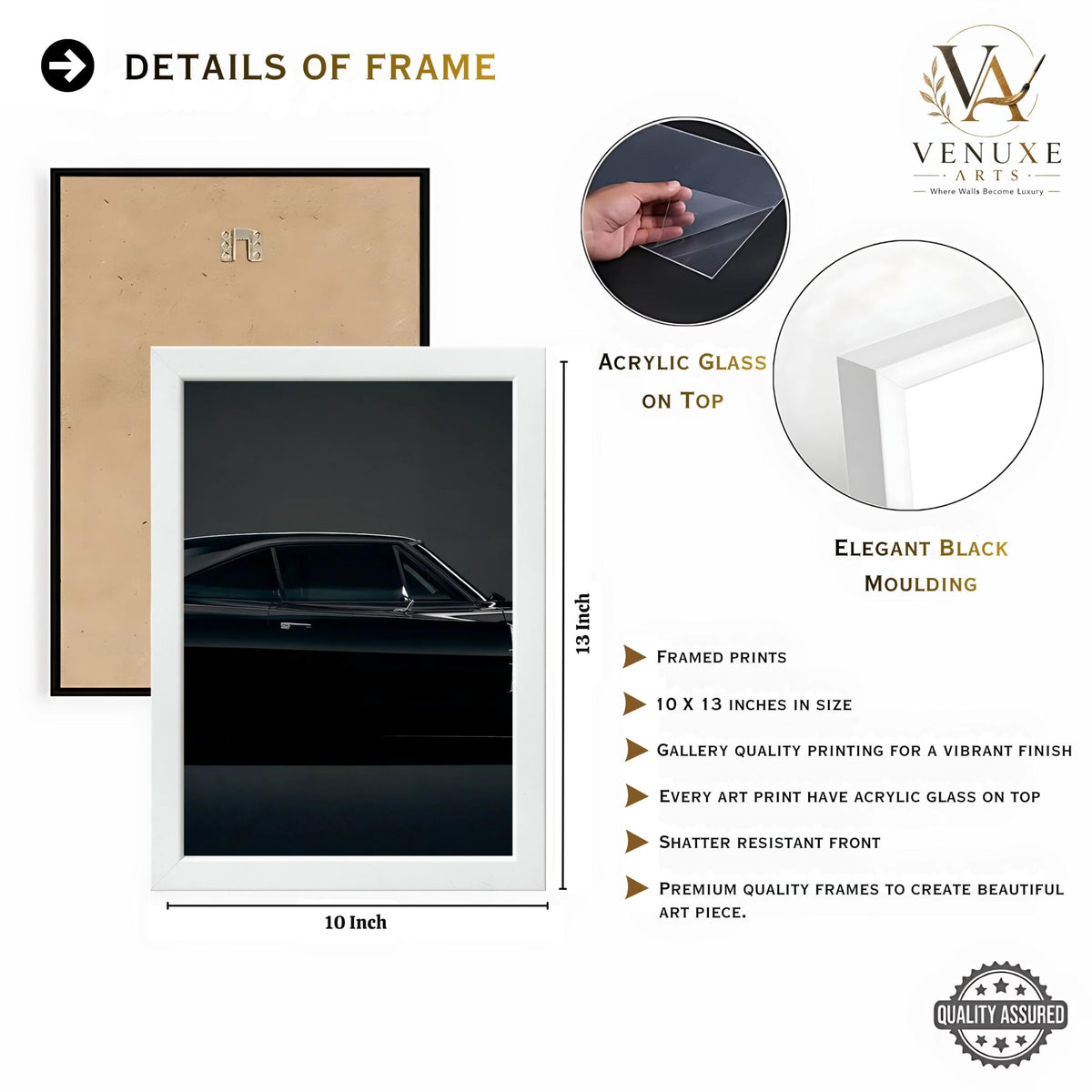 VENUXE ARTS Set Of 3 Big Sports Cars Framed Posters Gift Items for Boys Room Wall Decoration Bedroom Living Room Office Studio Décor | Car Poster Frame for Wall Décor