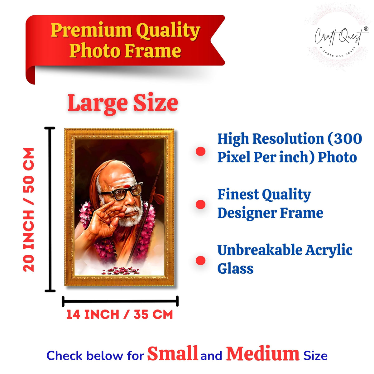 CRAFT QUEST Kanchi Maha Periyava Periyavar Periyar Kanji Wall Painting Framed Home Décor