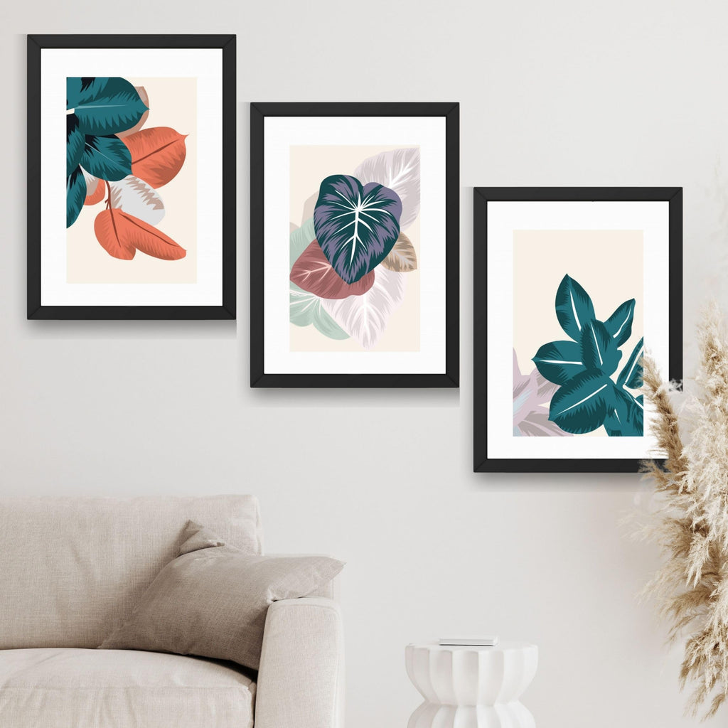 CRAFT QUEST Wall Art Decor Paintings | Set of 3 FLORAL Wall Art Frames for Home Decoration | Ideal for Living Room, Bedroom & Offices
