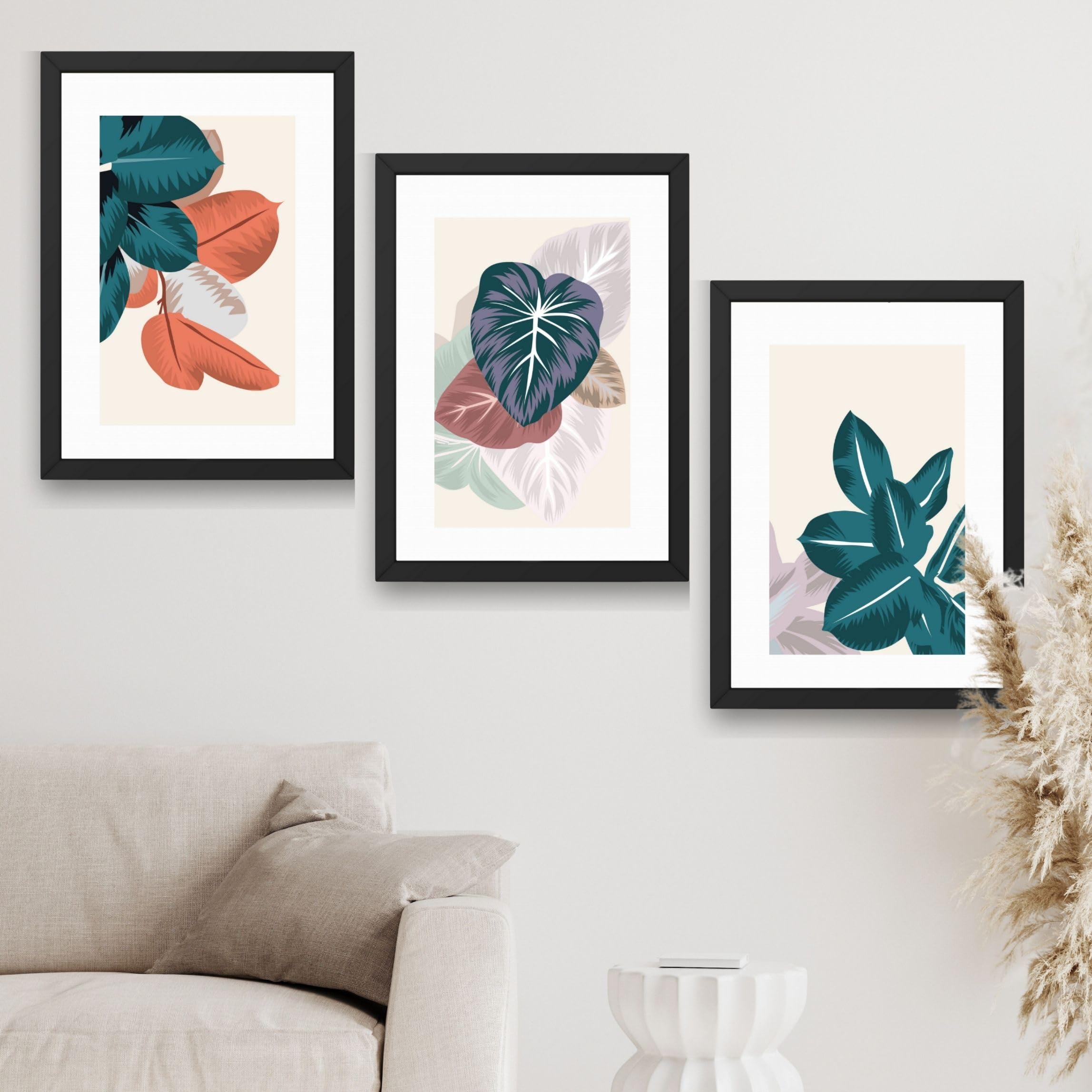 CRAFT QUEST Wall Art Decor Paintings | Set of 3 FLORAL Wall Art Frames for Home Decoration | Ideal for Living Room, Bedroom & Offices