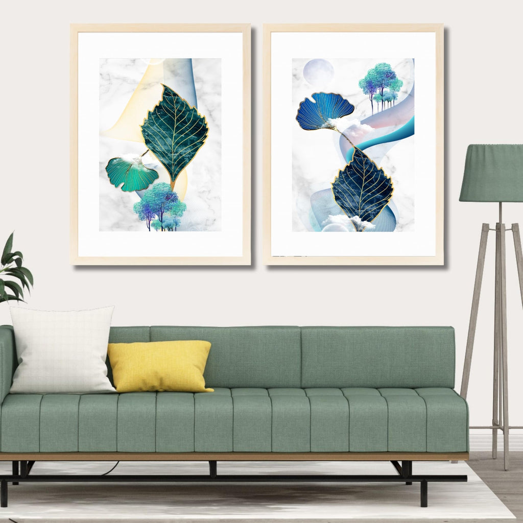 CRAFT QUEST Wall Art Decor Paintings | Set of 2 Wall Art Frames for Home Decoration | Ideal for Living Room, Bedroom & Office (Style 116)