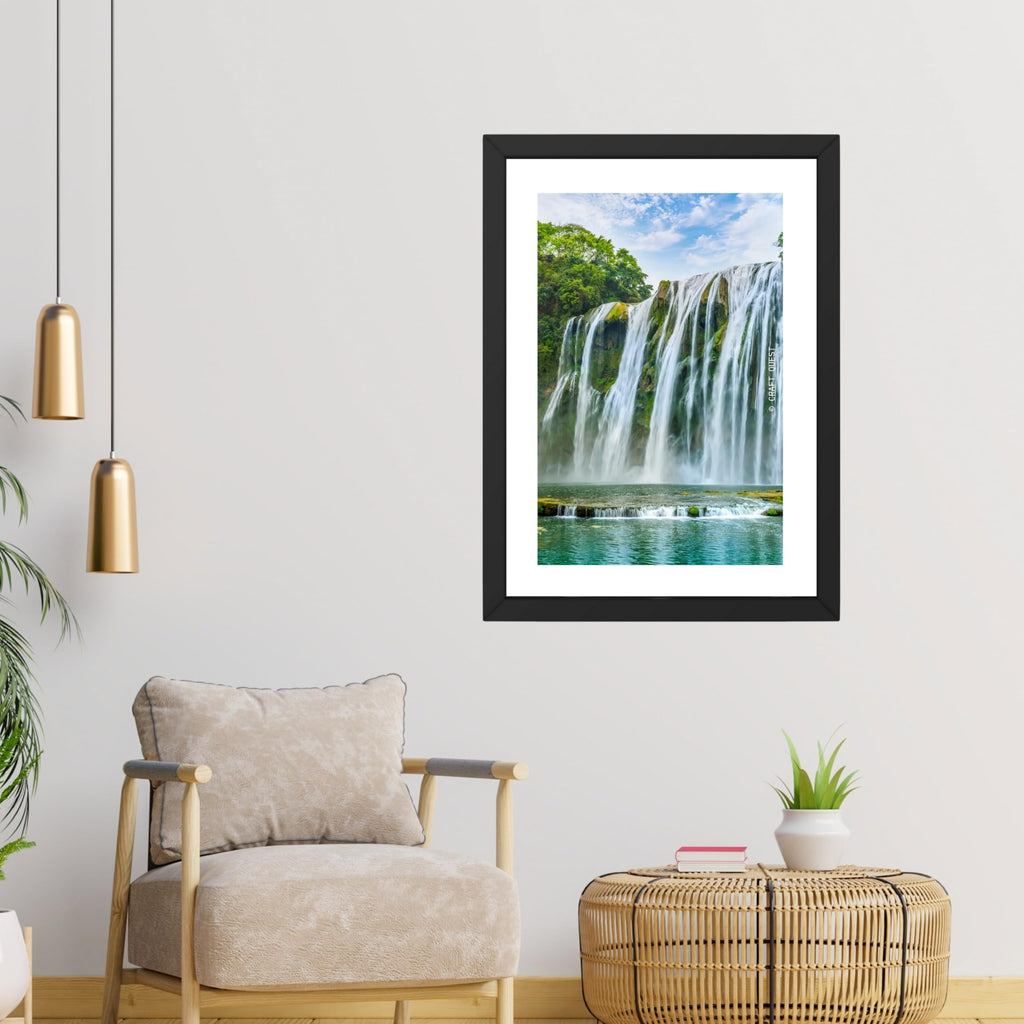 CRAFT QUEST Vastu Waterfall Landscape Scenery Photo Frame With Acrylic Sheet | Living Room, Bedroom | Home Decoration | Best Gifting Option