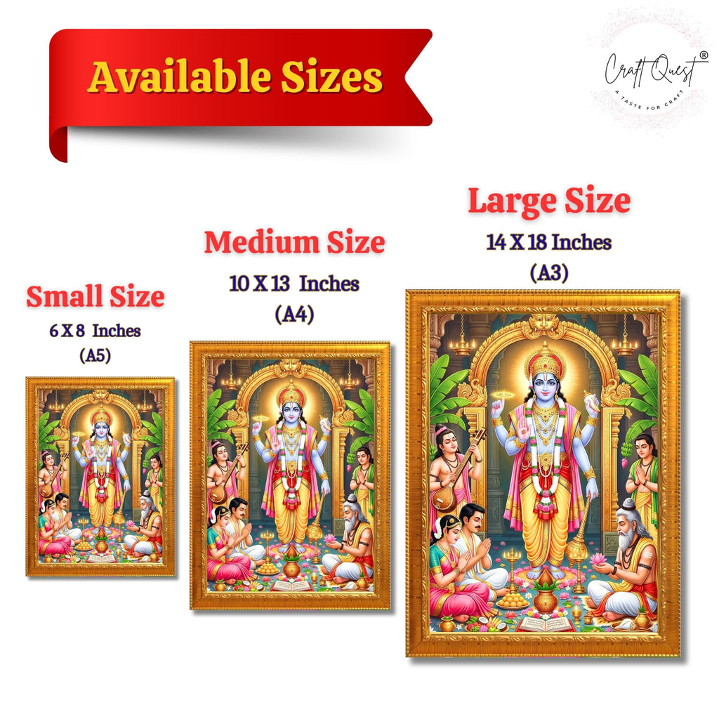 CRAFT QUEST Satyanarayana Swamy Hindu God Satyanarayan Photo Frame | Religious Photo Frame | Ideal for Home, Office, Temple & Puja Room, Wall Decor Item
