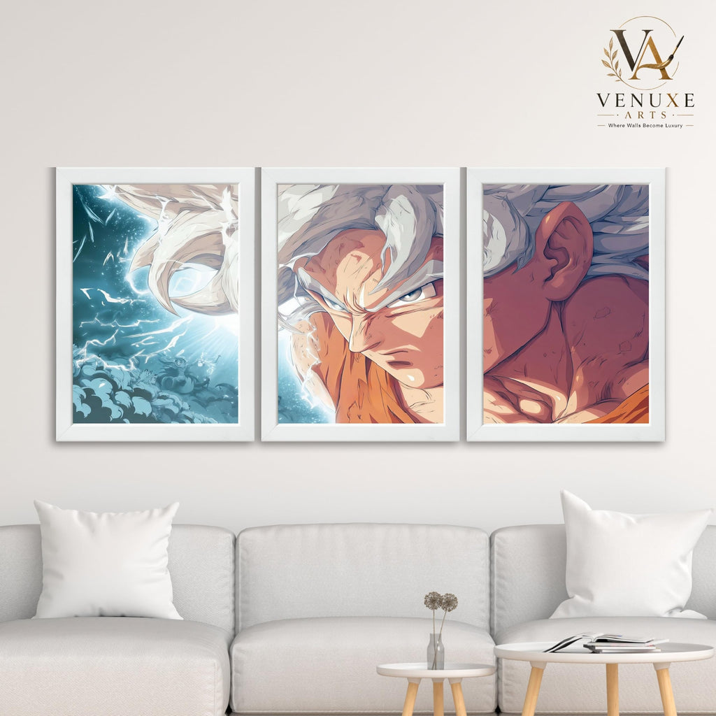 VENUXE ARTS Set Of 3 Anime Characters Wall Framed |Anime Characters Framed Poster for Living Room Bedroom Gaming Room Studio Wall Decor