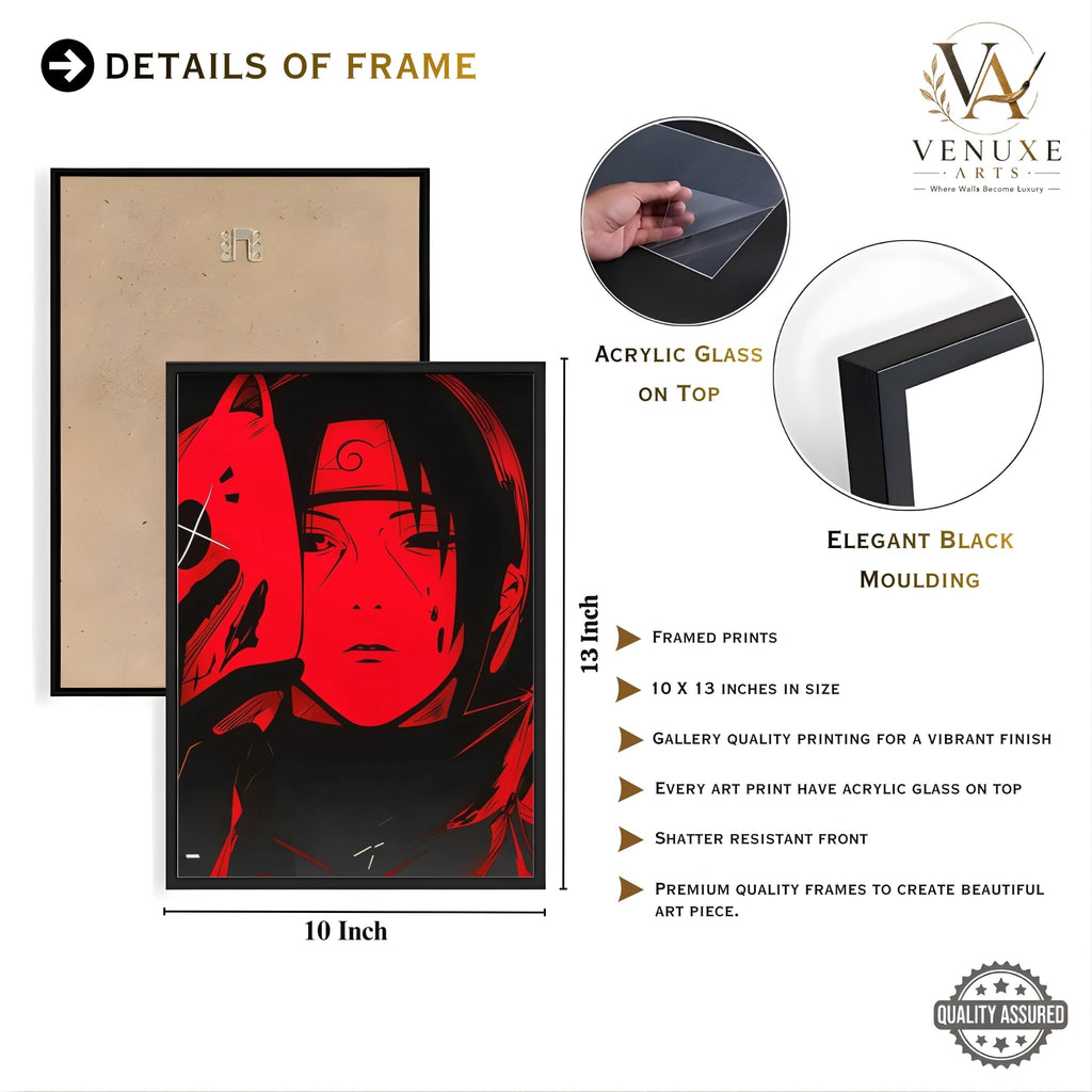 VENUXE ARTS Set Of 3 Anime Characters Wall Framed |Anime Characters Framed Poster for Living Room Bedroom Gaming Room Studio Wall Decor