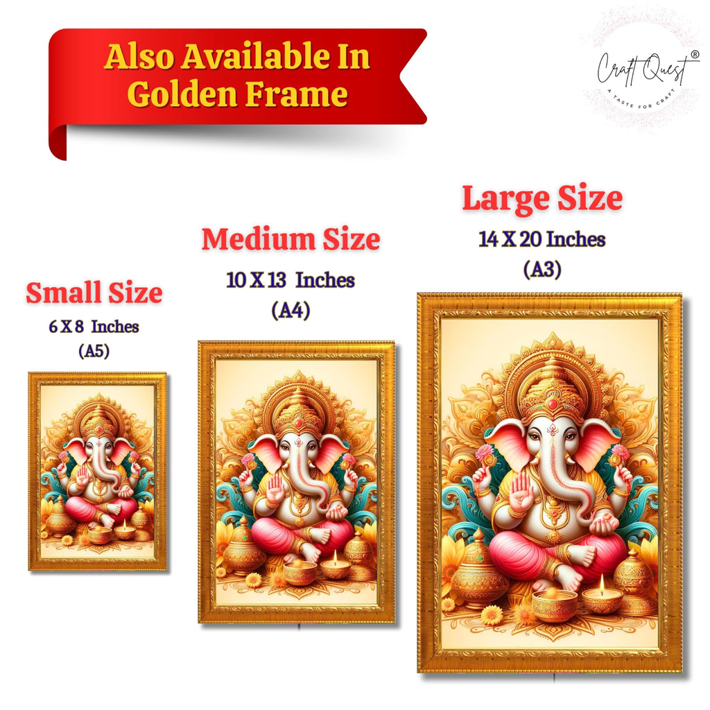 CRAFT QUEST Lord Ganesha Modern Wall Art Painting With Frame For Pooja, Home and Office Decor