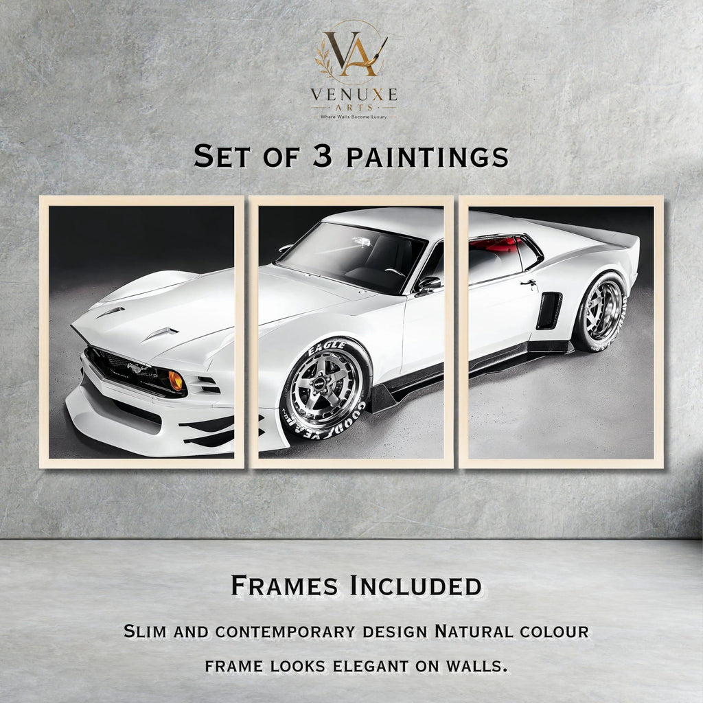VENUXE ARTS Set Of 3 Big Sports Cars Framed Posters Gift Items for Boys Room Wall Decoration Bedroom Living Room Office Studio Décor | Car Poster Frame for Wall Décor