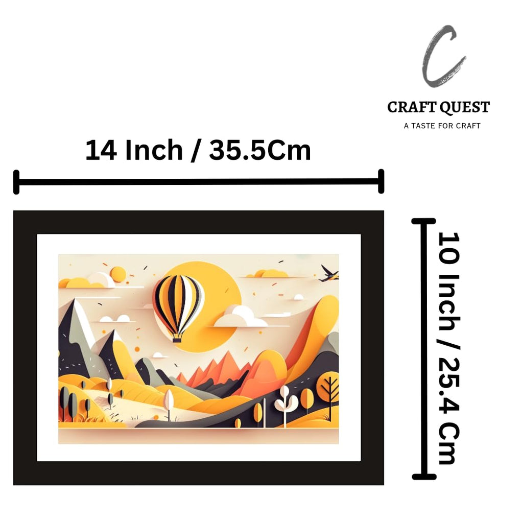 CRAFT QUEST Abstract Modern Dewy Clearing Art Poster Frame for Home & Office Wall Decoration - Portrait, Wall Display (Black, 14x10 Inch Frame with Art Print) (Tropical Reverie)