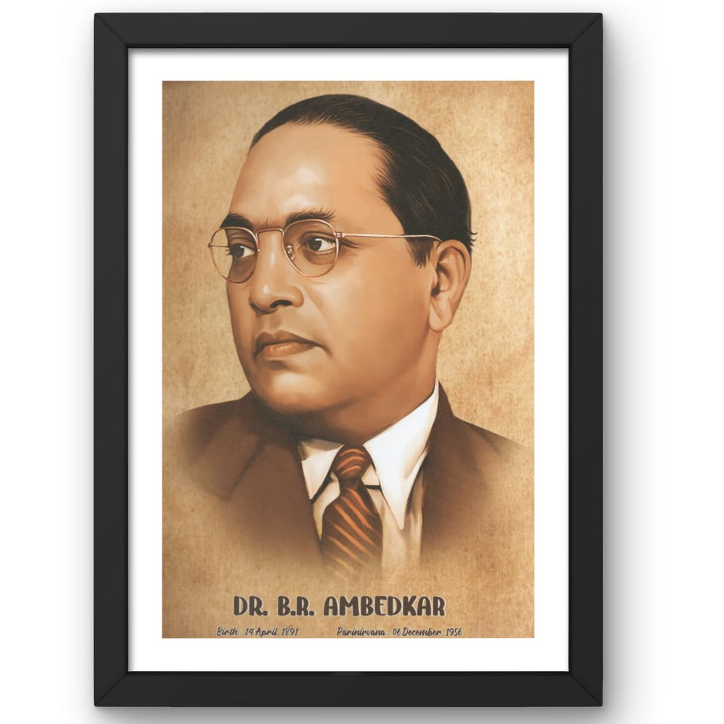 CRAFT QUEST UV Textured Decorative Art Print of Indian Freedom Fighter Dr. B. R. Ambedkar with Wooden Synthetic Frame Painting