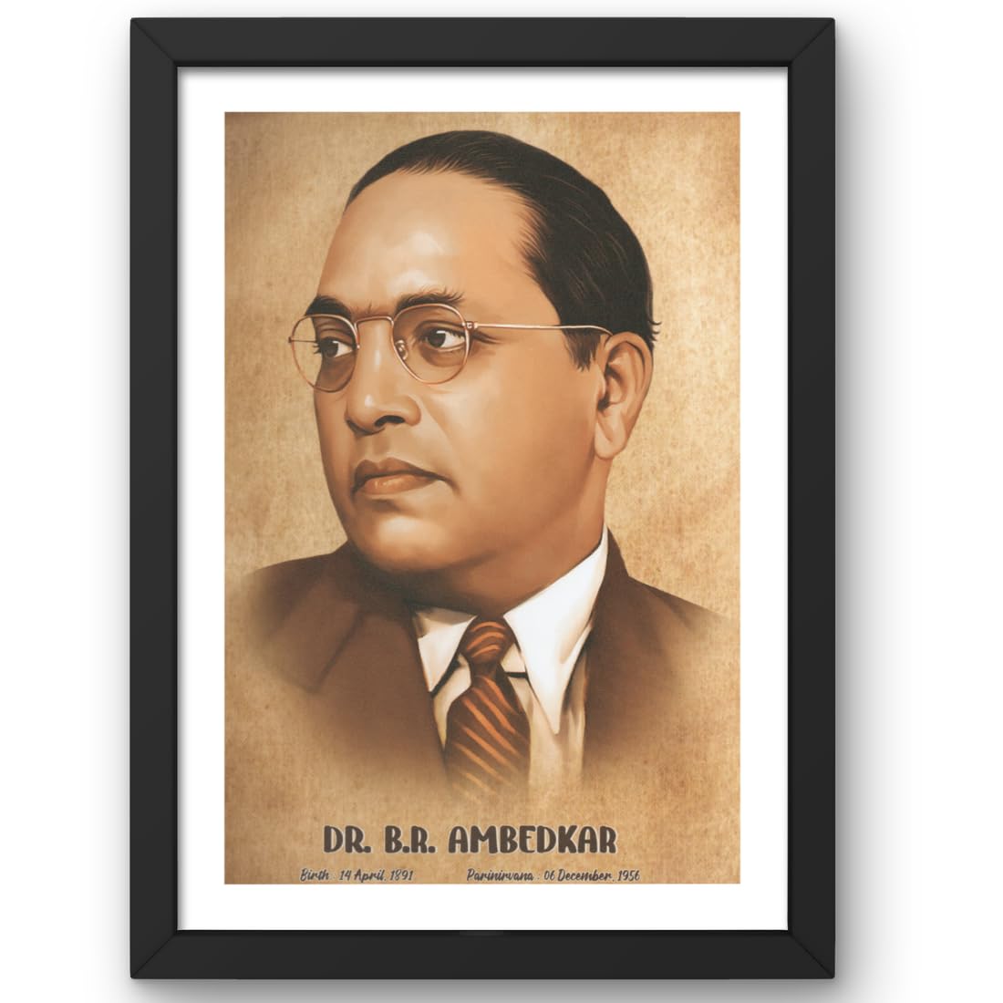 CRAFT QUEST UV Textured Decorative Art Print of Indian Freedom Fighter Dr. B. R. Ambedkar with Wooden Synthetic Frame Painting