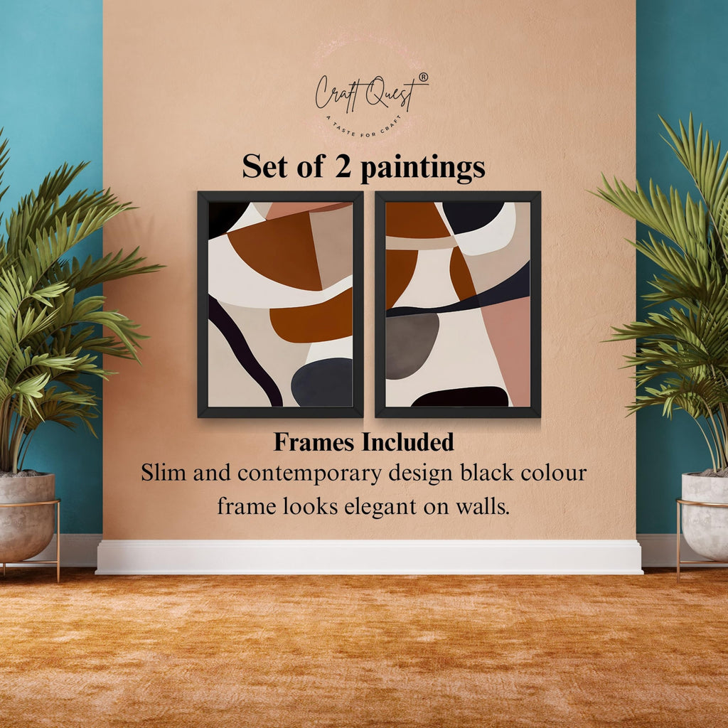 CRAFT QUEST Set of 2 piece Wall Art poster Frame Painting for Wall Decor With Acrylic Glass, living room, Home Office, Restraunt