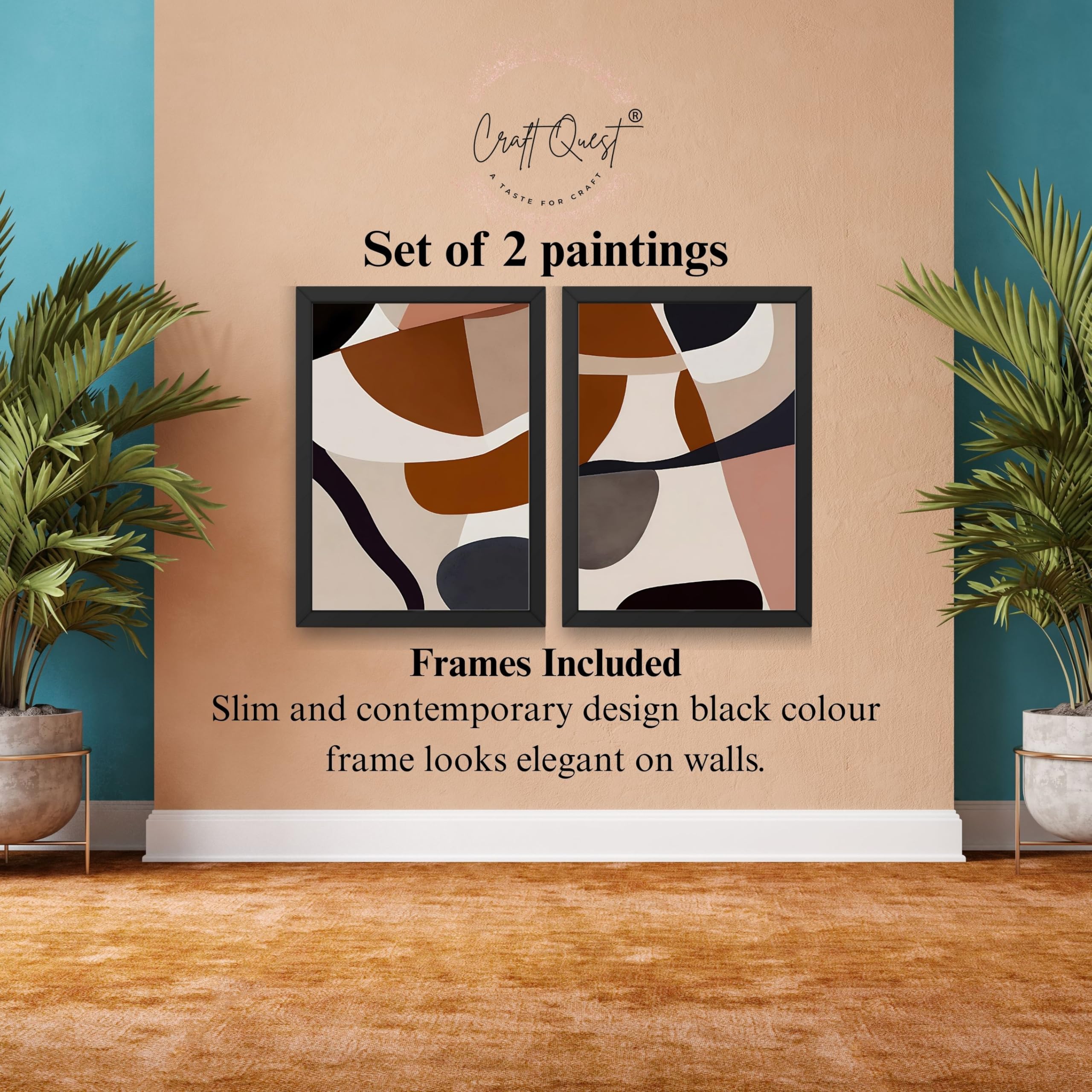 CRAFT QUEST Set of 2 piece Wall Art poster Frame Painting for Wall Decor With Acrylic Glass, living room, Home Office, Restraunt