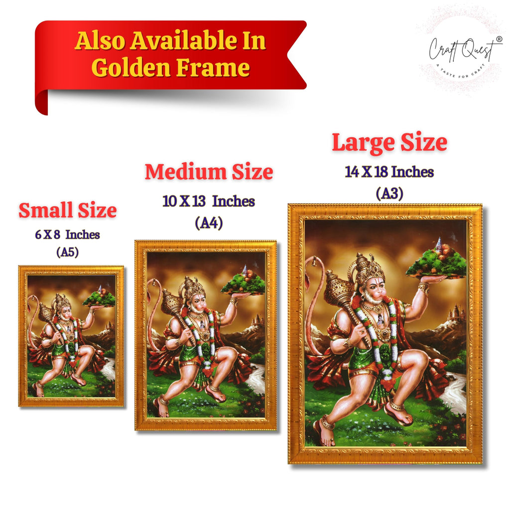 CRAFT QUEST Lord Bajrang Bali Hanuman Ji Photo Frame | Acrylic Glass, Lightweight & Waterproof | Ideal for Home, Office, Temple & Puja Room Wall Decor