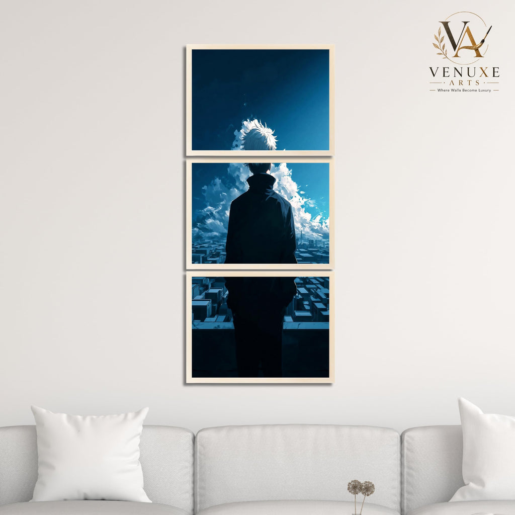 VENUXE ARTS Set Of 3 Anime Characters Wall Framed |Anime Characters Framed Poster for Living Room Bedroom Gaming Room Studio Wall Decor