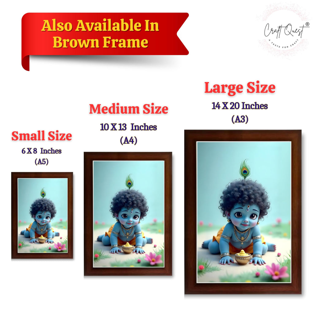 CRAFT QUEST Bal Gopal Painting | Krishna Photo Frames for Walls, Home, Bedroom, Living Room and Home Decor