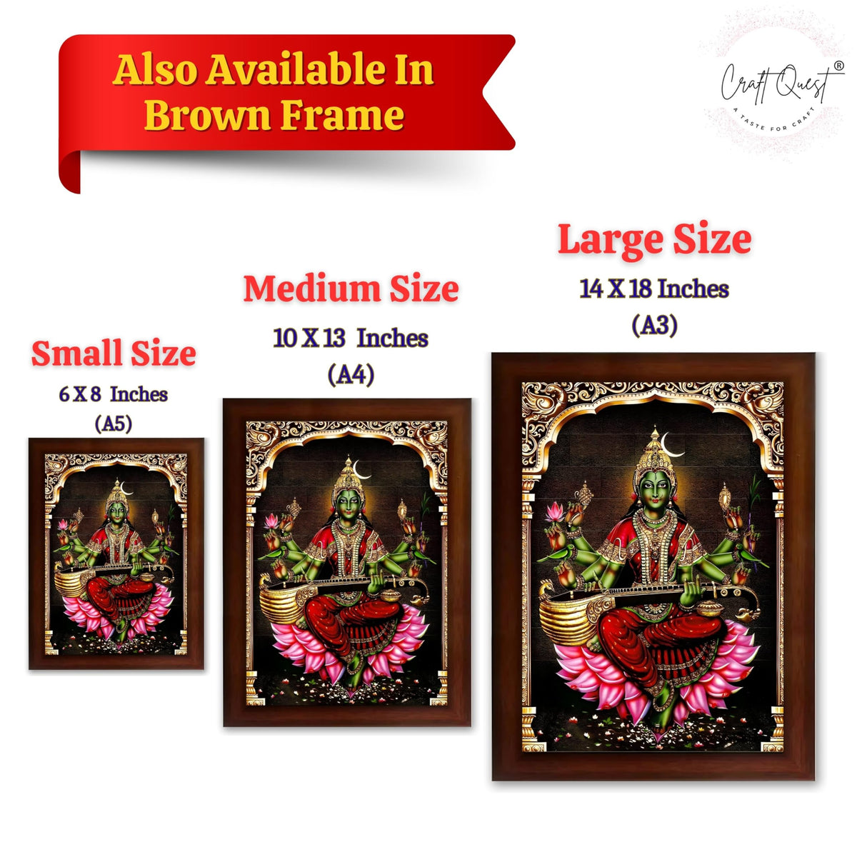 CRAFT QUEST Syamala Devi Shyamala Matangi Wall Painting Framed | South God Picture Frame for Home, Office, Temple & Gifting, Decor