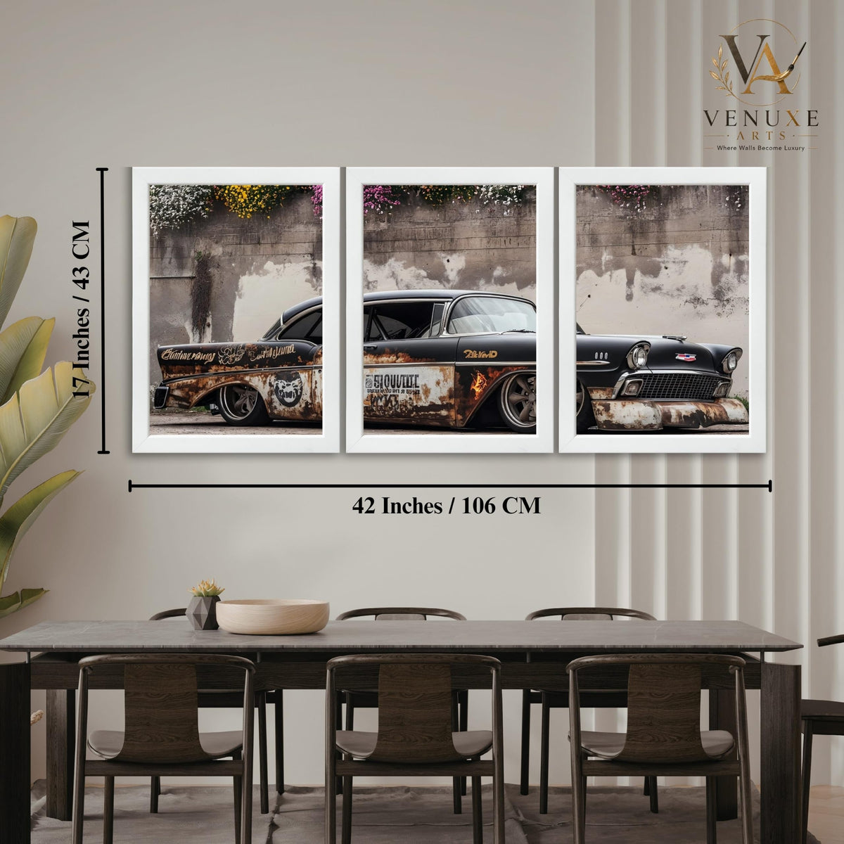 VENUXE ARTS Set Of 3 Big Sports Cars Framed Posters Gift Items for Boys Room Wall Decoration Bedroom Living Room Office Studio Décor | Car Poster Frame for Wall Décor
