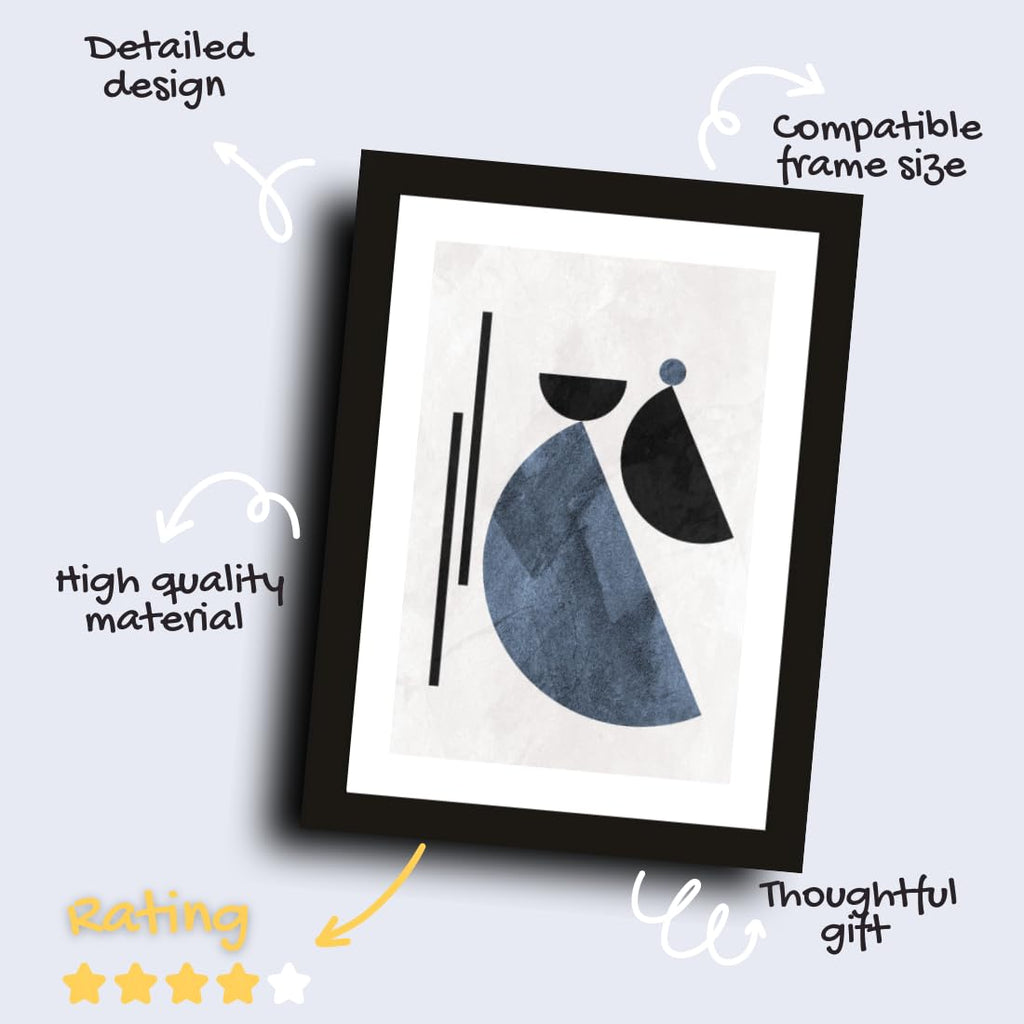 CRAFT QUEST Abstract Geometric Modern Art Poster Frame for Home & Office Wall Decoration - Portrait, Wall Display (Black, 10 X 14 Inch Frame with Art Print)