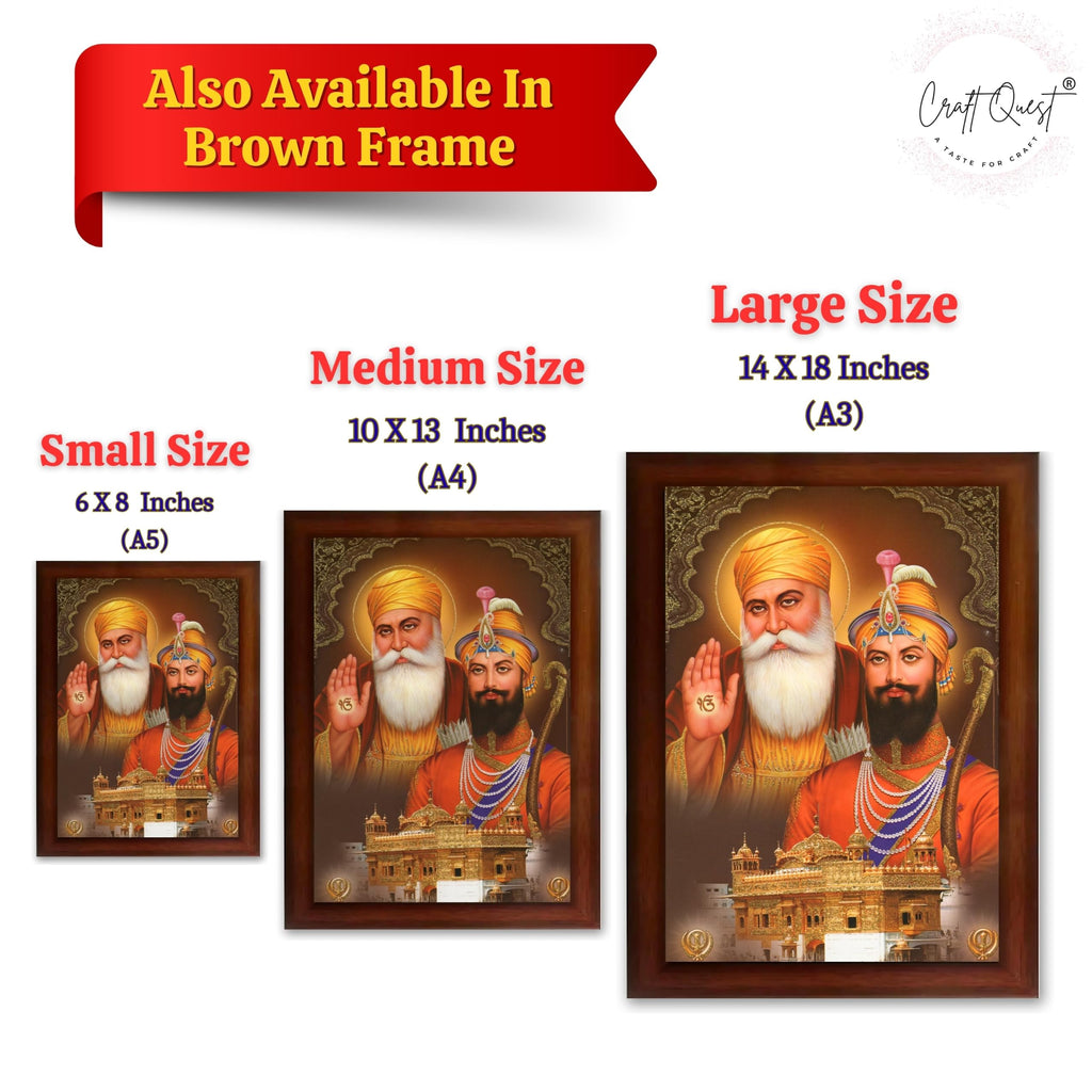 CRAFT QUEST Satnam Waheguru Gurunanak Dev Ji Photo Frame Sikh Guru Photo for Home Decor Spiritual Wall Hanging and Living Room Decoration