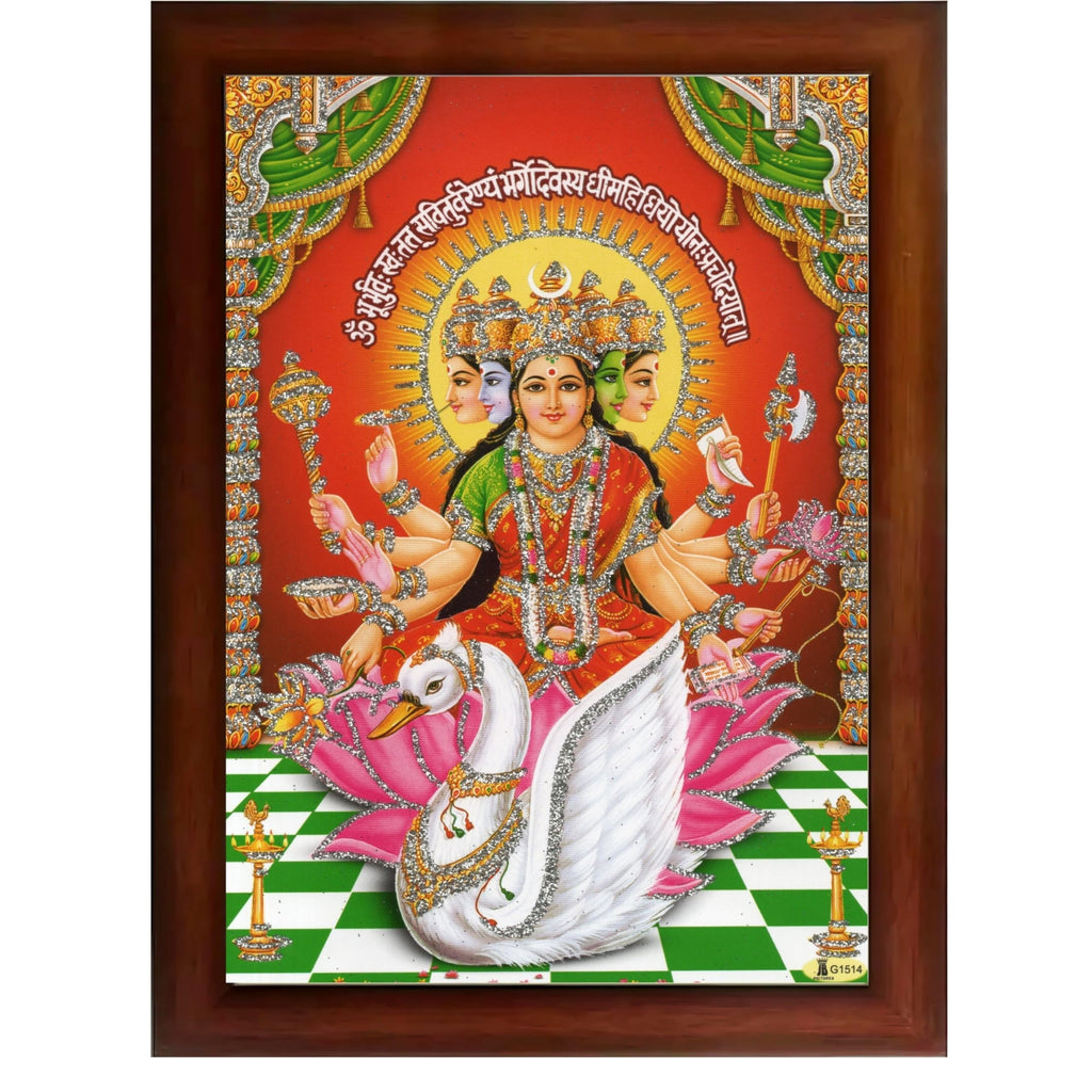CRAFT QUEST Gayatri Mata Gaytri Gayatridevi Wall Painting Framed Home Decor