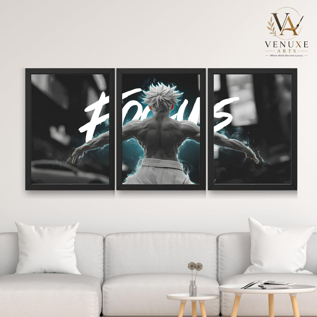 VENUXE ARTS Set Of 3 Anime Characters Wall Framed |Anime Characters Framed Poster for Living Room Bedroom Gaming Room Studio Wall Decor