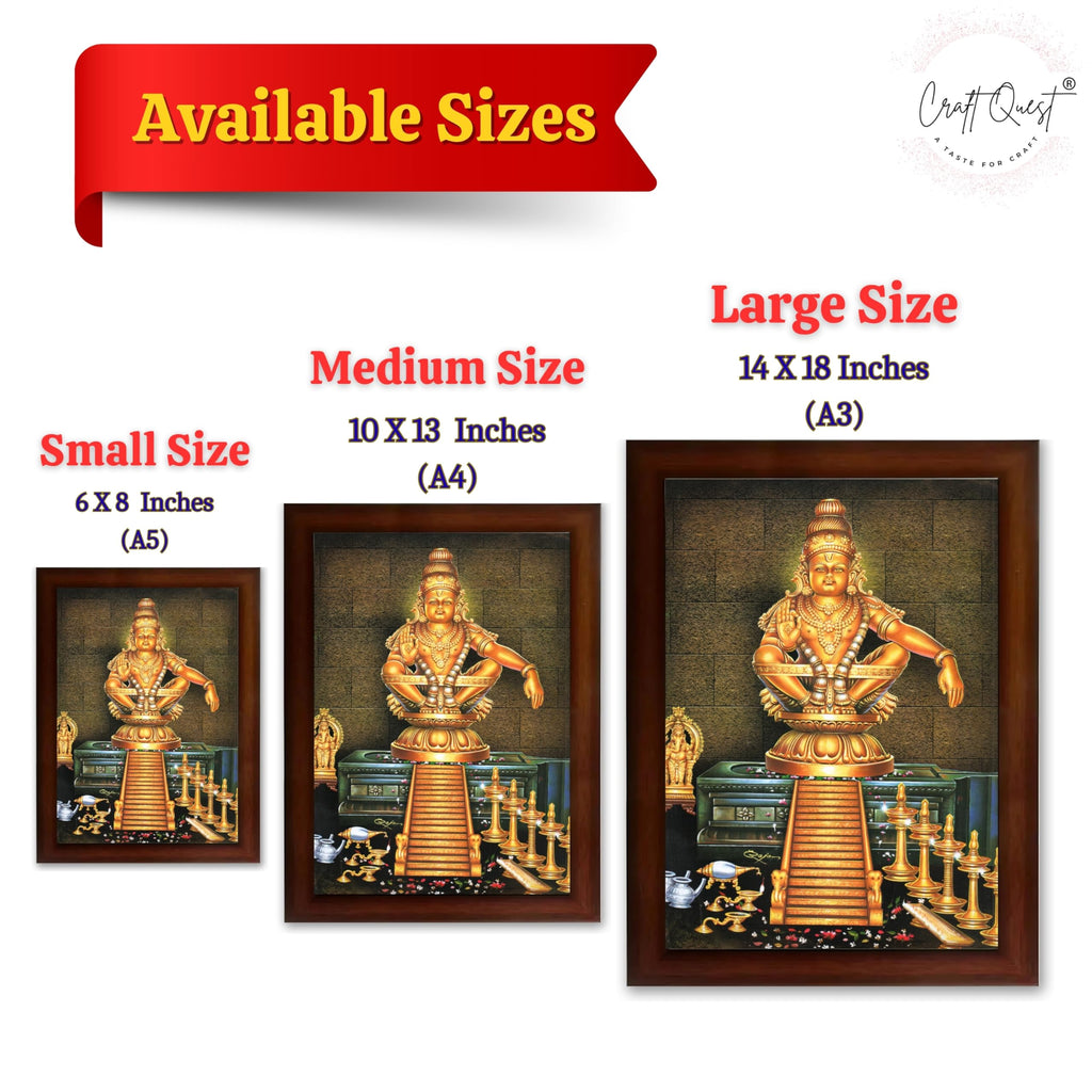 CRAFT QUEST Lord Ayyappa Swamy Ayyappan Iyyappan Photo Frame For Wall Painting,Temple, Pooja, Home Décor Items
