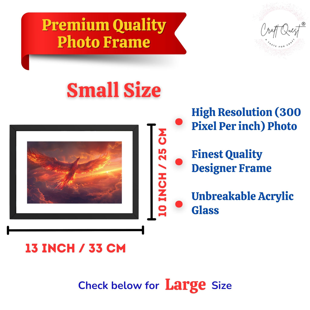 CRAFT QUEST Phoenix Bird Painting – Rising Phoenix Vastu Wall Art – Wall Decoration – Positive Energy Painting for Success, Growth & Spiritual Inspiration