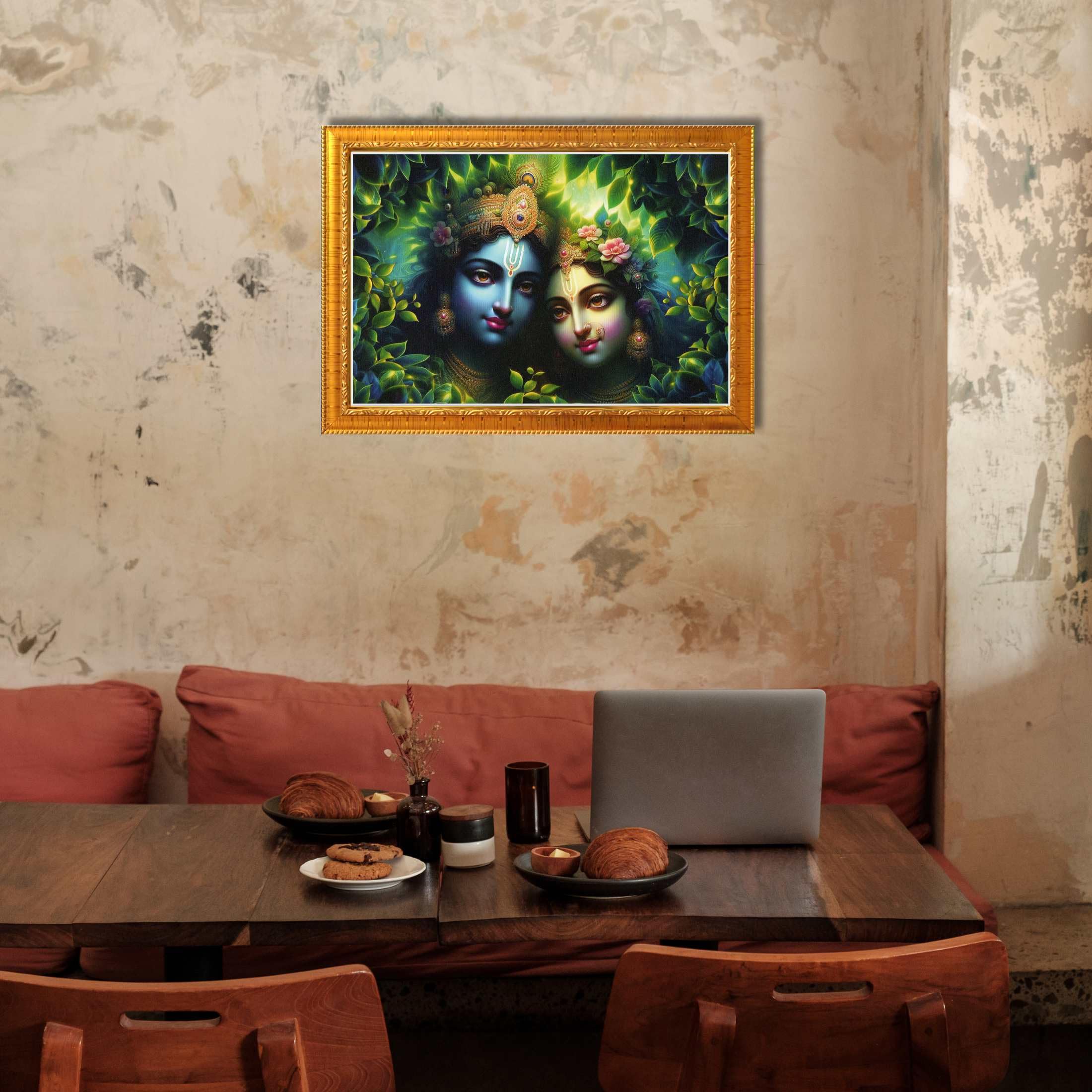 CRAFT QUEST Radha Krishna Art Photo Framed Painting for Home and Bedroom Wall Decoration of Size 14X10 Inches with Frame And Acrylic Glass RK213