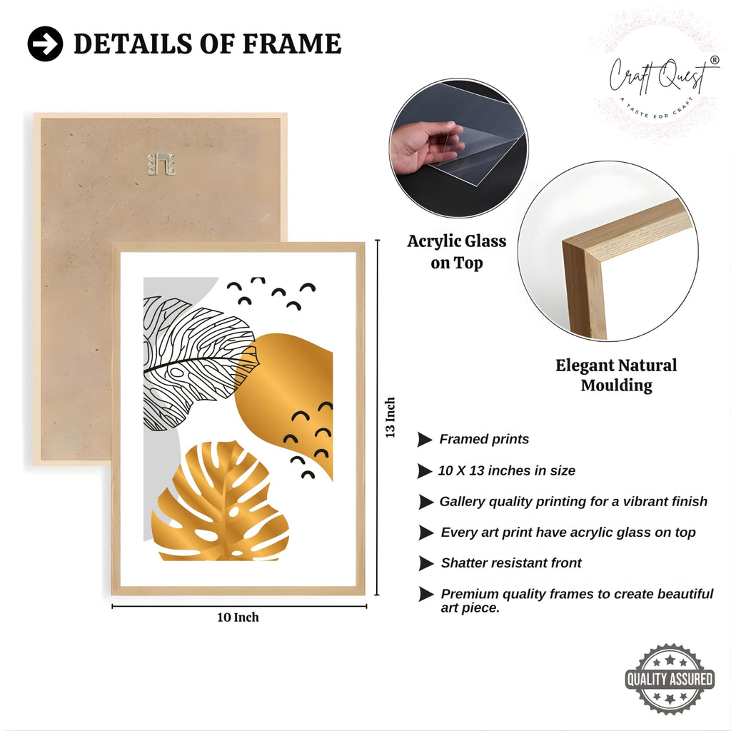 CRAFT QUEST Wall Art Decor Paintings | Set of 3 Abstract Wall Art Frames for Home Decoration | Ideal for Living Room, Bedrooms & Offices