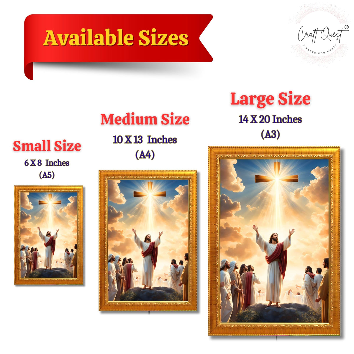 CRAFT QUEST Jesus Christ Photo Frame Spiritual Christian Wall Décor Item for Room and Prayer