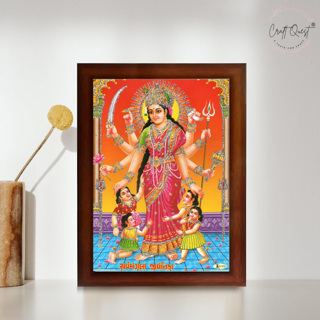 CRAFT QUEST Shri Jivantika Sarva Mangala mata Wall Painting Framed Home Décor