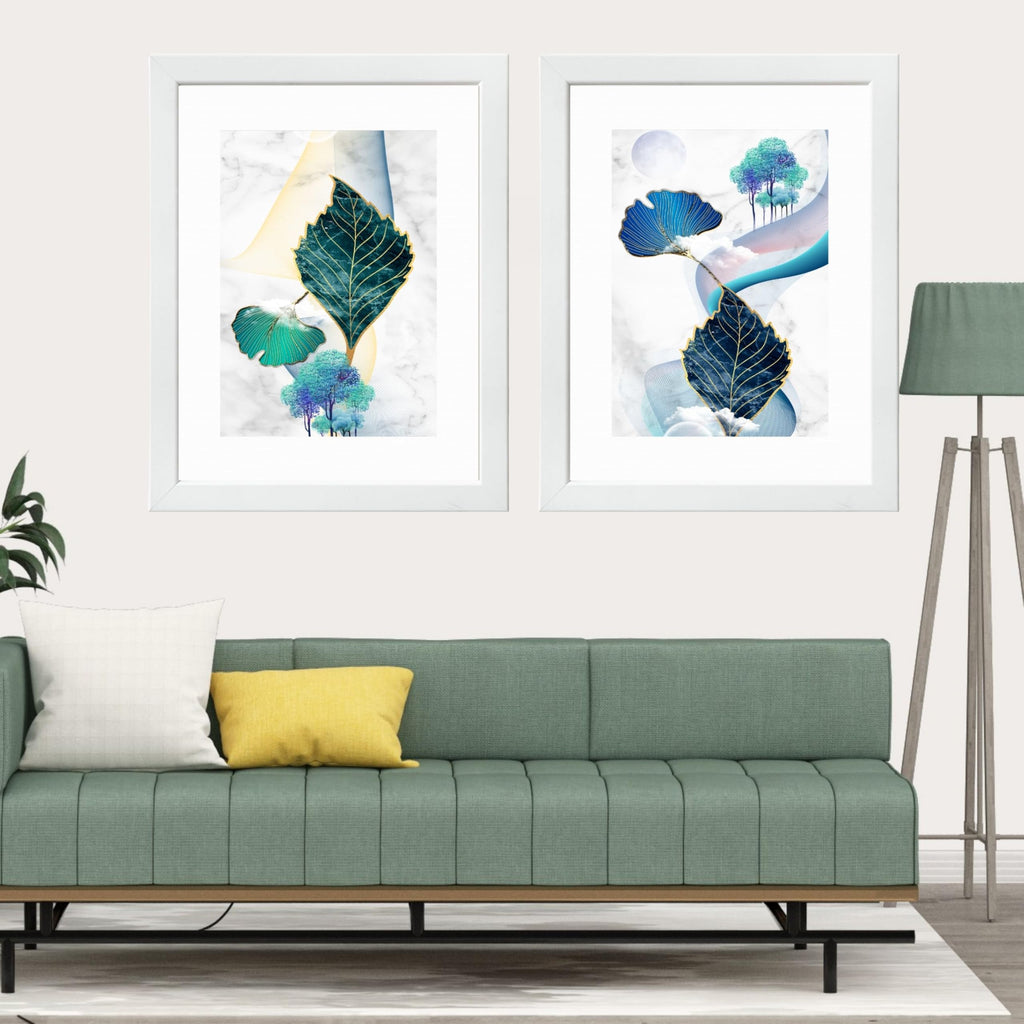 CRAFT QUEST Wall Art Decor Paintings | Set of 2 Wall Art Frames for Home Decoration | Ideal for Living Room, Bedroom & Office (Style 116)