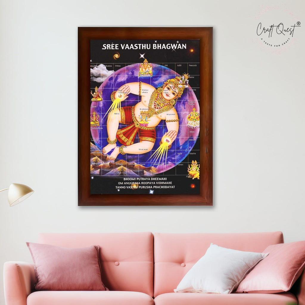CRAFT QUEST Bhagwan Vastu Purush Bhagavan Vasthu Purusha Wall Painting Photo Framed Home Décor Best Gifting Item